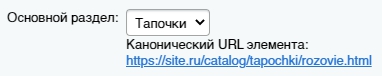 Сохранение основного раздела товара в свойство